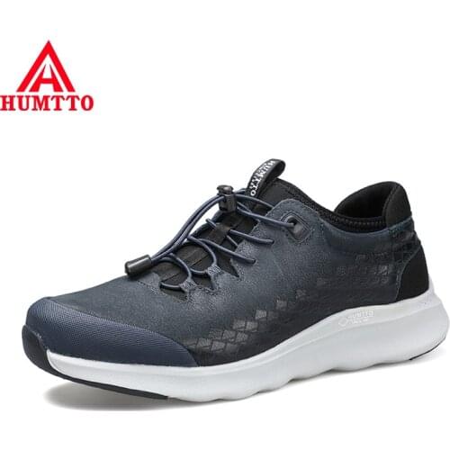 Soft Genuine Leather Trekking Shoes for Male Wear Resistant Elastic Band Outdoor Sneakers Non-slip Light Hiking Shoes Men