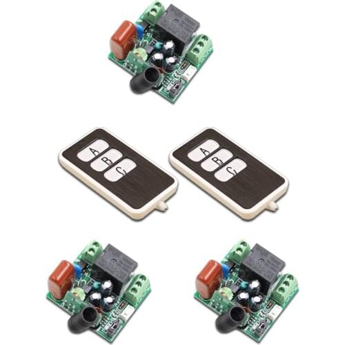 ABC Key Mini RF Wireless Remote Control Switch System Electric Garage Door /Window Control AC220V 1CH 2Transmitter &3 Receiver