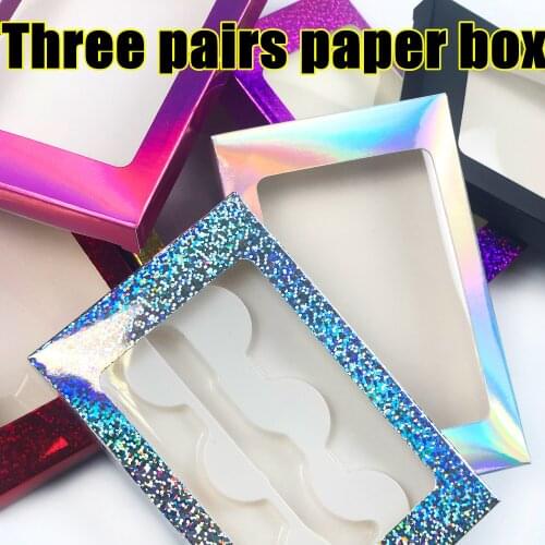 NEW 20/50/100 pcs Eyelash Packaging Box three pairs paper box Empty Eyelash Package Boxes Case 8-25mm Lashes Rectangle Box