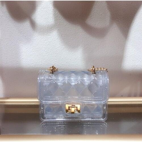 2021 New Jelly Bag Fairy Chain Bag Fashion All-match Girl Mini-shoulder Messenger Bag Satchel Handbag Clear Purses Handbags Bulk