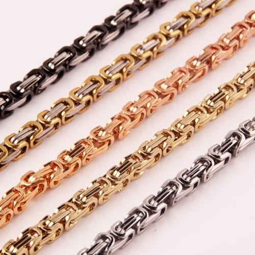 8~40" 4mm Wholesale New 316L Stainless Steel Silver Gold Black Byzantine Chain Mens Womens Necklace Fashion Jewelry