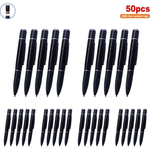 50pcs free logo USB Flash Drive pendrive 8gb 64GB 128GB Pen Driver memoria usb ballpoint pen 16GB 32GB drive Flash USB 2.0 Stick