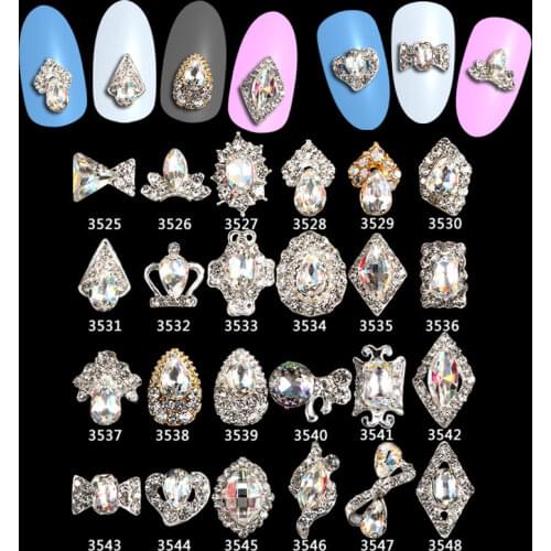 100PCS latest fashion Alloy Gems nail art charms decoration nail art alloy lucky gemstone jewelry nail crystals*8*3525-3548