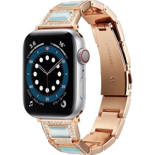 Strap for apple watch band 42mm Stainless Steel Bracelet for iwatch series 5 6 se 4 3 2 1 Women Luxury diamond watchband