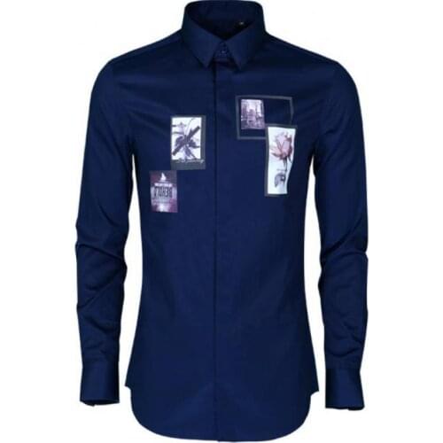 Luxury Men Shirt Fashion New Color Painting Printed Long Sleeve Man Shirts Plus Size 3XL 4XL Slim Fit Mens Dress Shirt 4 Color