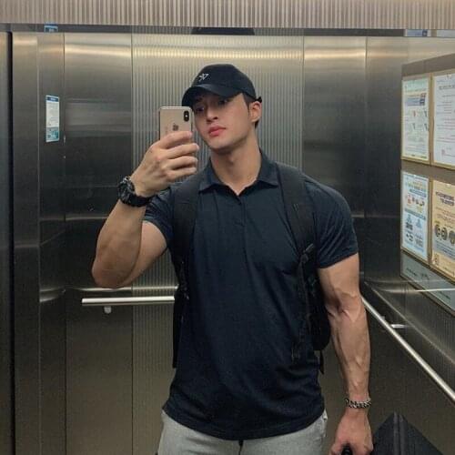 New summer Korean casual polo shirt men lapel pure color short sleeve daily street wear casual sports male short T-shirt 8colors