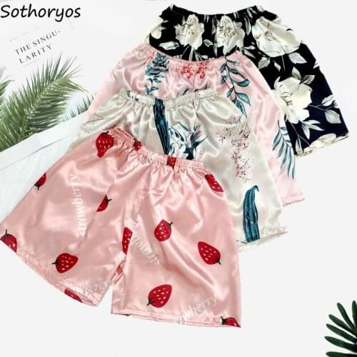 Sleep Bottoms Women Cartoon Floral Printed Soft Loose Elastic Casual Simple Designed Kawaii Summer Students Short Trousers Chic