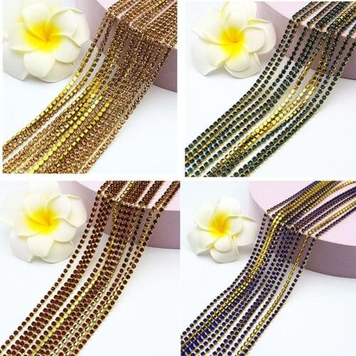 Four-Claws Rhinestone Close Cup Chains Golden Frame Glass Crystal Color Type With Stones For Clothes Dress Bag Nail Decorative