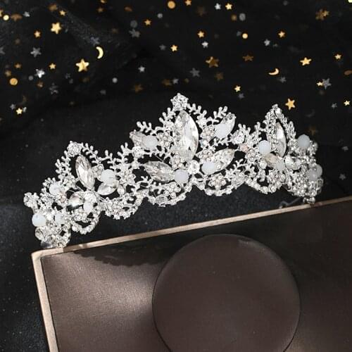 Bridal Tiara Wedding Hair Accessories For Female Silver Color Crown Prom Brides Diadem Ornaments Women Jewelry