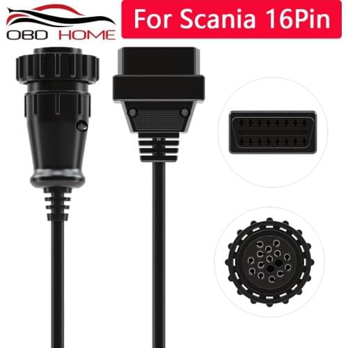 For Scania Truck OBD To OBD2 16pin OBD 2 Extension Cable OBD2 Scanner Diagnostic Tool For SCANIA Truck 16 Pin Connector Truck