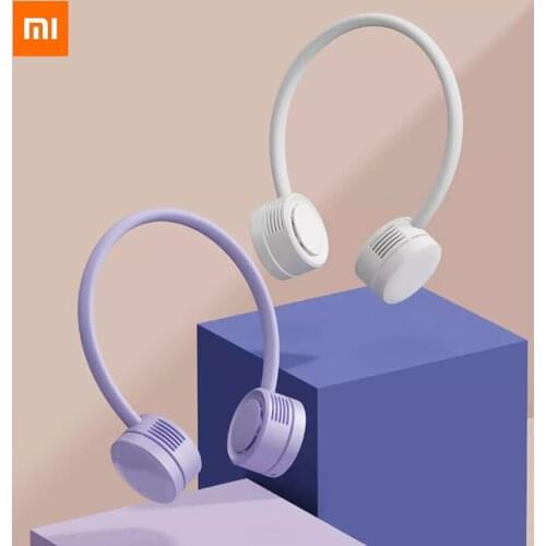 Xiaomi Qualitell Hanging neck fan Turbine fan three wind speed skin-friendly silicone 360 degree free adjustment
