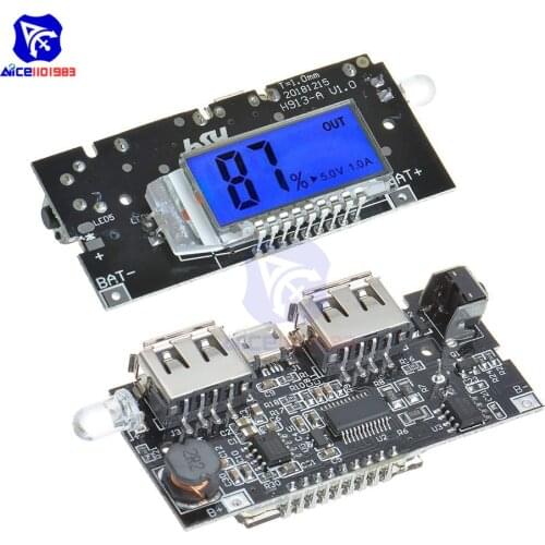 Power Bank 18650 Battery Charger Module Dual USB 5V 1A 5V 2.1A Output Micro USB 5V Input LCD Display Indicator for Smartphone