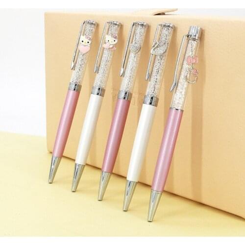 High Quality Ballpoint Pen Pendant Crystal Pen Business Office Necklace Elegant Charm Lady Silver Jewelry