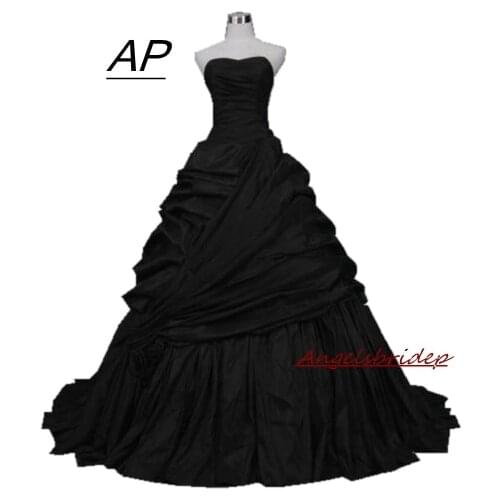 ANGELSBRIDEP High Quality Gothic Black Quinceanera Dress For 15 Years Fashion Sweetheart Knitting Vestido 15 Anos Party Dresses