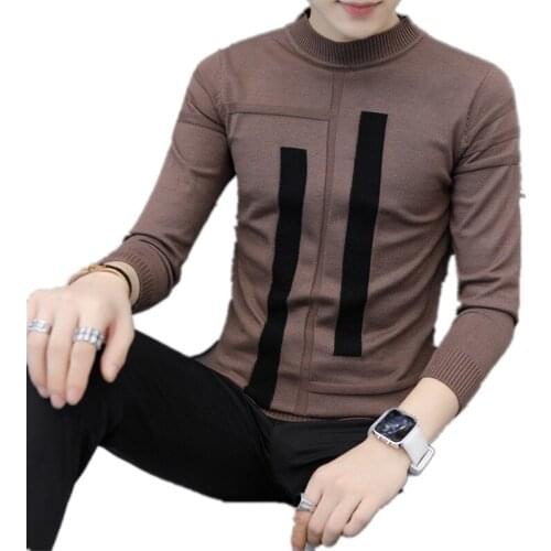 Winter Thick Warm Cashmere Sweater Men Turtleneck Irregular Stripe Sweaters Slim Fit Pullover Men Classic Wool Knitwear Pull