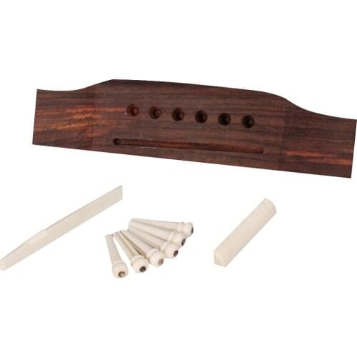 1 set Acoustic guitar rosewood bridge + bone pins saddle nut for Acoustic Guitar