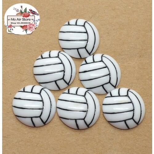 10pcs Resin small volleyball sports flat back Cabochon Art Supply Decoration Charm Craft DIY 14mm
