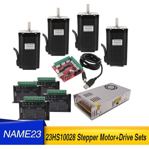 23HS10028 Stepper motor body length 100mm + 4 PCS driver TB6600 + USB power controller wire