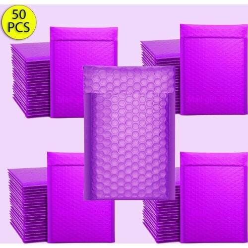 18X23cm 50pcs Mailer Poly Bubble Padded Mailing Envelopes For Self Seal Bag Gift Packaging Bubble Purple Black White And Pink