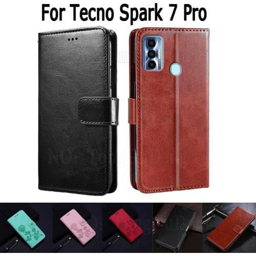 Cover For Tecno Spark 7 Pro Case Etui Flip Wallet Stand Leather Book Funda On Tecno Spark 7Pro Case Magnetic Card Phone Hoesje