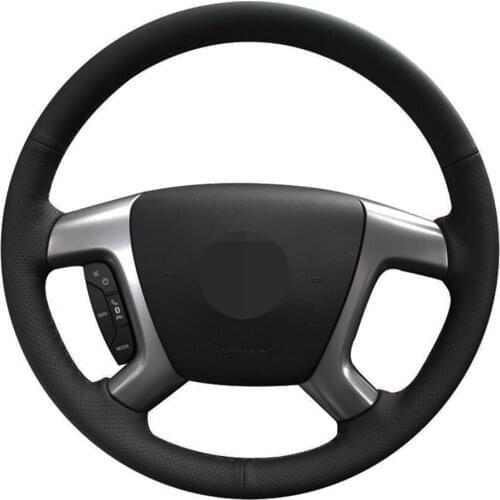 Car Steering Wheel Cover Hand-stitched Black Soft Genuine Leather For Chevrolet Captiva Daewoo Winstorm Silverado GMC Sierra