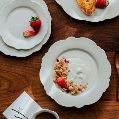 접시 набор посуды кастрюли Frutero Soup Plate Nordic style Tea Cup Coffee Cup Steak Plates Dessert Plate Lace White Ceramic