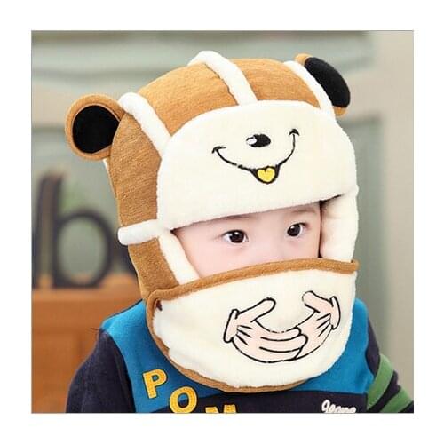 Baby Hat Winter plus Cashmere Warm Helmet Hat with Mask double Usefull Hat