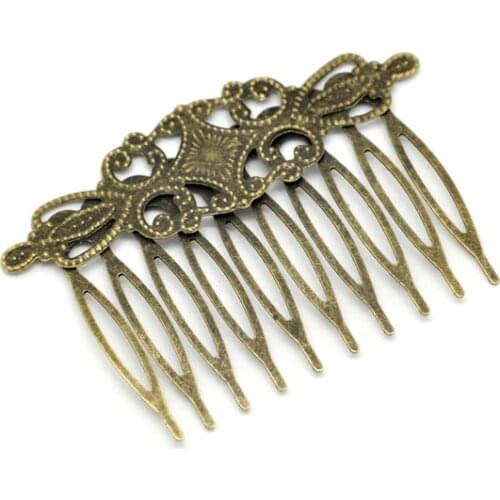 Doreen Box hot- 10 Bronze Tone Comb Shape Hair Clips 6.5x4.6cm (B15060)