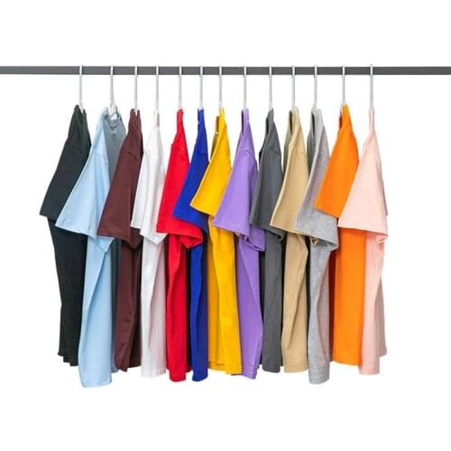 2021 Summer New T Shirt Hip Hop Pure Cotton Solid Color Oversize Tees White Men And Women Couple Black Loose Casual Tops