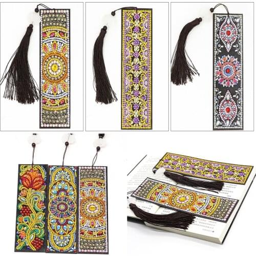 HUACAN 5D Special Shaped Diamond Painting Bookmark DIY Diamond Embroidery Cross Stitch Leather Tassel Book Marks Art Gift