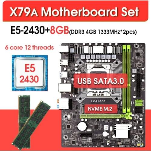 X79A LGA 1356 motherboard set with Xeon E5 2430 2x4GB=8GB 1333MHz DDR3 ECC REG memory