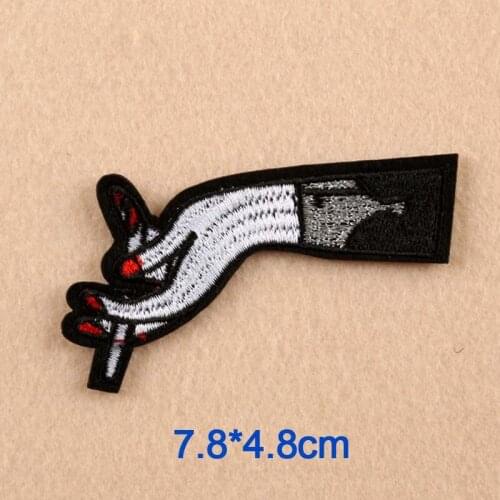 Smoking Cigarette In Hand Embroidery Punk Clothes Patch For Clothing Iron On Patch Motif Applique DIY Accessory