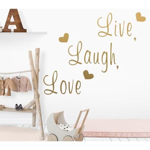 Hot live laugh And love Removable Pvc Wall Stickers for Living Room Company School Office Decoration Art Decal
