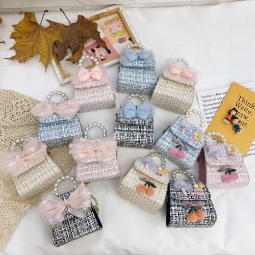 Little Girl Handbag Over Shoulder Bag Clutch Purse 2020 Fashion Small Sequins Coin Handbag Makeup Cases Cute Kawaii Tweed