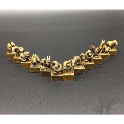 Copper China Brass archaize zodiac seal small statue