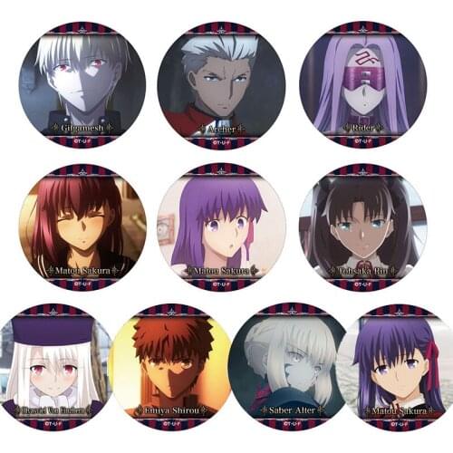 58 mm Fate Stay Night anime badges Metal Rin Sakura Iron Brooch Button