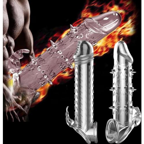 Reusable Condom Crystal Cock Rings Adult Sex Products Sex Toys Penis Sleeves Penis Extension Enlargement For Men Delay Condoms
