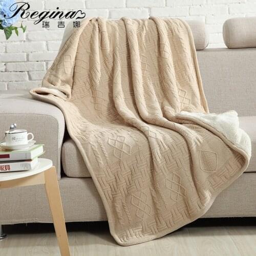 REGINA Brand Stripe Plaid Fleece Lined Blanket Autumn New Cozy Throw Blanket For Bed Sofa Super Soft Warm Nordic Style Bedspread