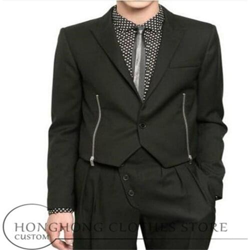 Original design shows short double zipper jacket suit jacket s-6xl!Plus-size fashion [customized mens wear]