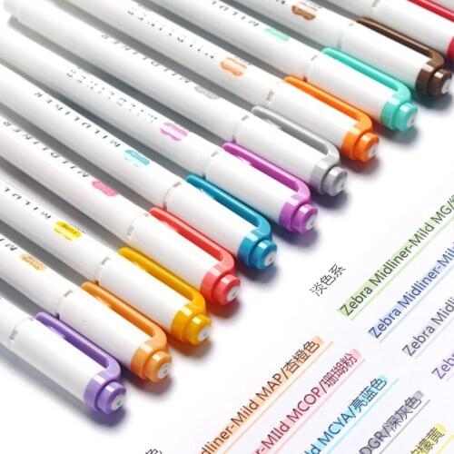 Zebra Fluorescent Color Pens Full Set of Marker Pens Light Color Marker Pens, Double-head Thickness Color Marker Pens