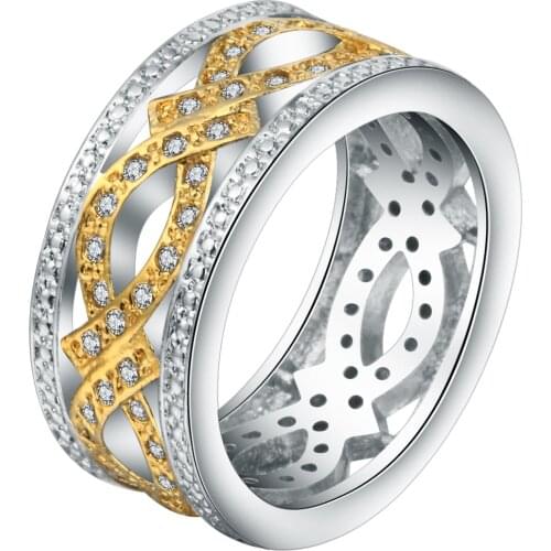 Latest Cubic Zirconia Hollow Round Finger Ring Men Silver Gold Filled Vintage CZ Wedding Bands Ring For Women Men Custom Jewelry