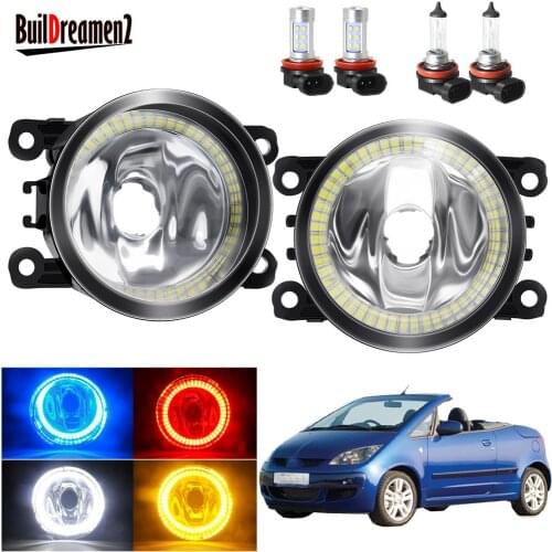 Angel Eye Fog Light For Mitsubishi Colt CZC Convertible (RG) 2006-2009 Car Fog Lamp with Halo Ring DRL Lampshade + H11 Bulb 12V