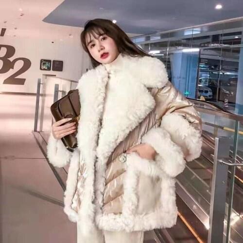 Down oversized jacket faux fur coat turn-down collar women coat winter 2021 new arrival parka thick warm clothes plus size