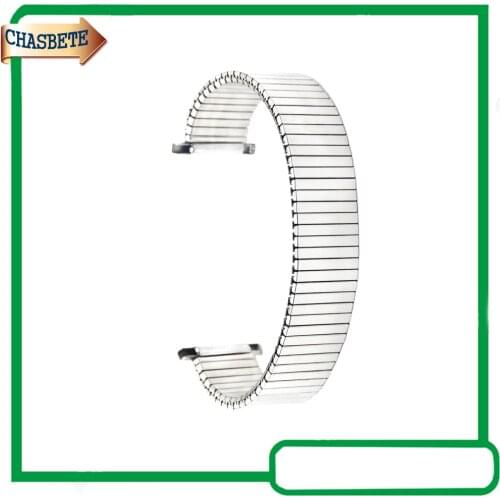 Stainless Steel Watch Band for Fossil Watchband 16 18 19 20 21 22 23mm Metal Elastic Strap Belt Wrist Loop Bracelet Silver + Pin