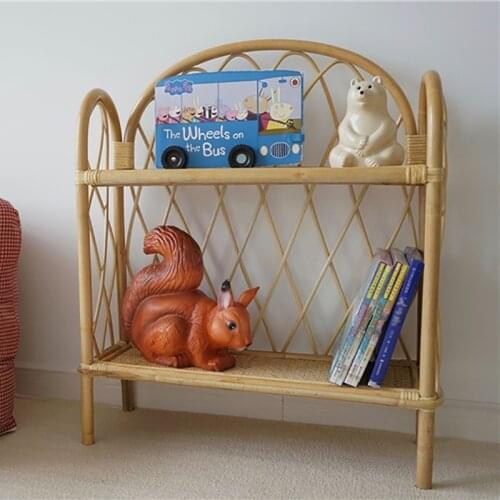 Rattan bookshelf Handmade rattan storage Holder rattan frame vertical floor bookcase photography props storage rack