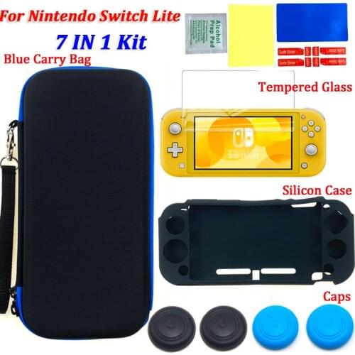 Replacement Portable Carry Bag Case+Tempered Glass Protector+Silicon Case for Switch mini accessories for Nintend Switch Lite