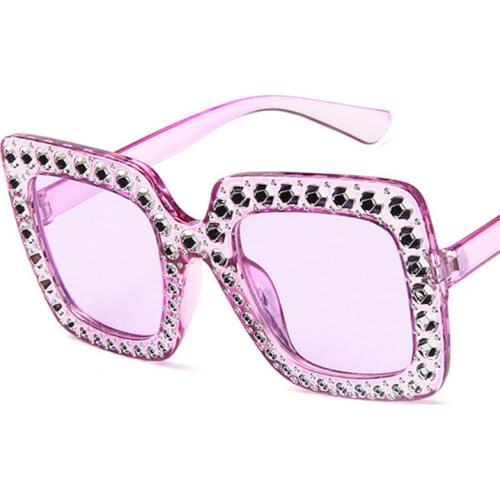 Big Square Rhinestone Vintage Sunglasses Luxury Brand Designer Sun Glasses For Women Fashion Crystal Oversize Sunglasses Eyewear