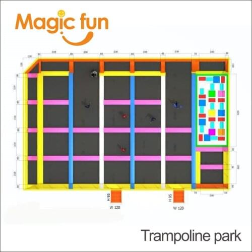 MAGIC FUN Newest rectangular spring free trampoline body building arena with safety nets for adults and kids