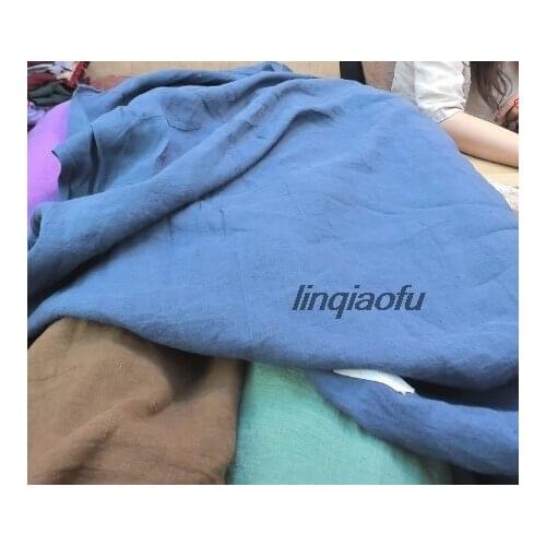 High-end gray blue linen garment fabric
