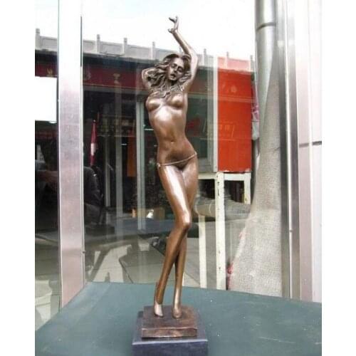 20" Western Pure Bronze & Marble nude belle Art sculpture Statue
